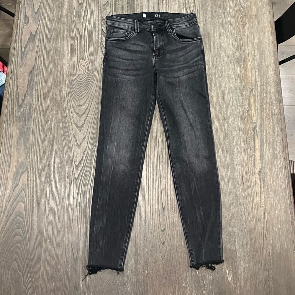 Kut from the Kloth Connie Ankle Skinny Black Denim Jeans Size 0